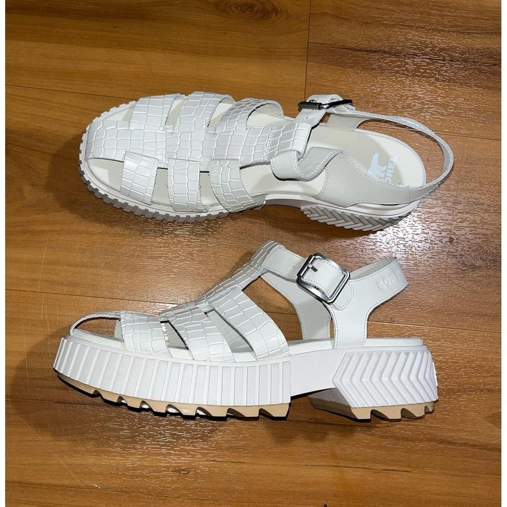 NWOT SOREL Ona Streetworks Fisherman Mid Croc Pattern Chunky Platform Sandals